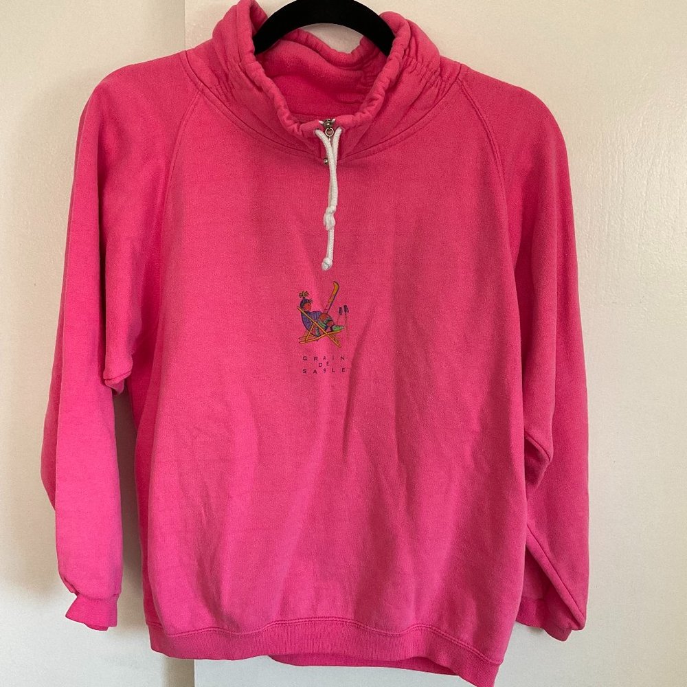 Grain de Sable 80s vibe sweater with ski print -- size M
